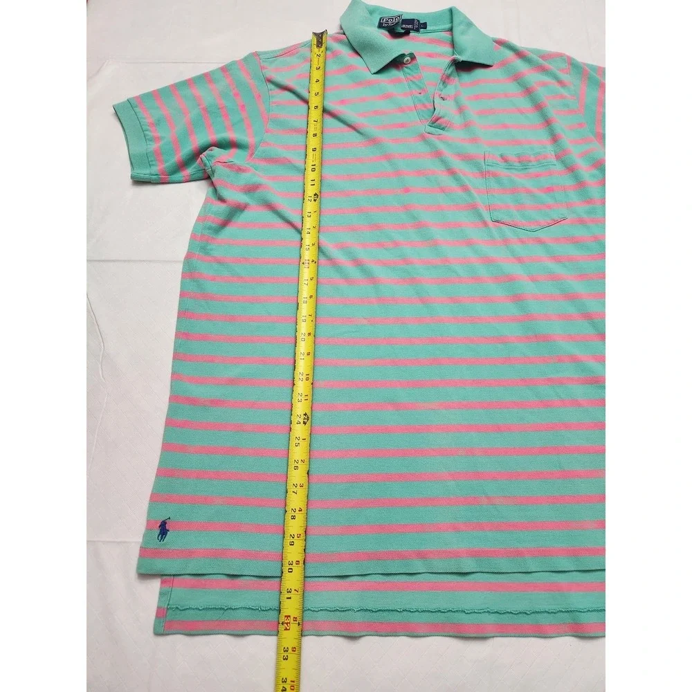 Polo Ralph Lauren Polo Shirt Mens Large Striped Pocket Classic Big Shirt‎